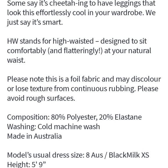 BLACKMILK Cheetah Gold High Waisted Leggings - Limited Edition! - Picture 5 of 12